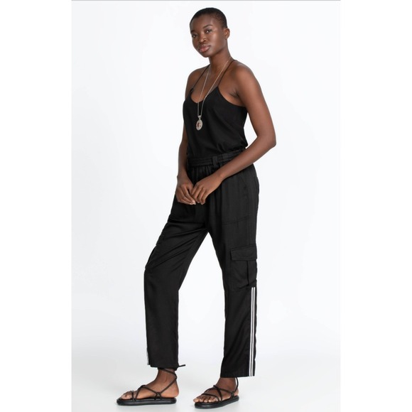 Johnny Was Cargo Pants R68922-6 Black Lyocell Pull-On Utility Boho Women's M‎